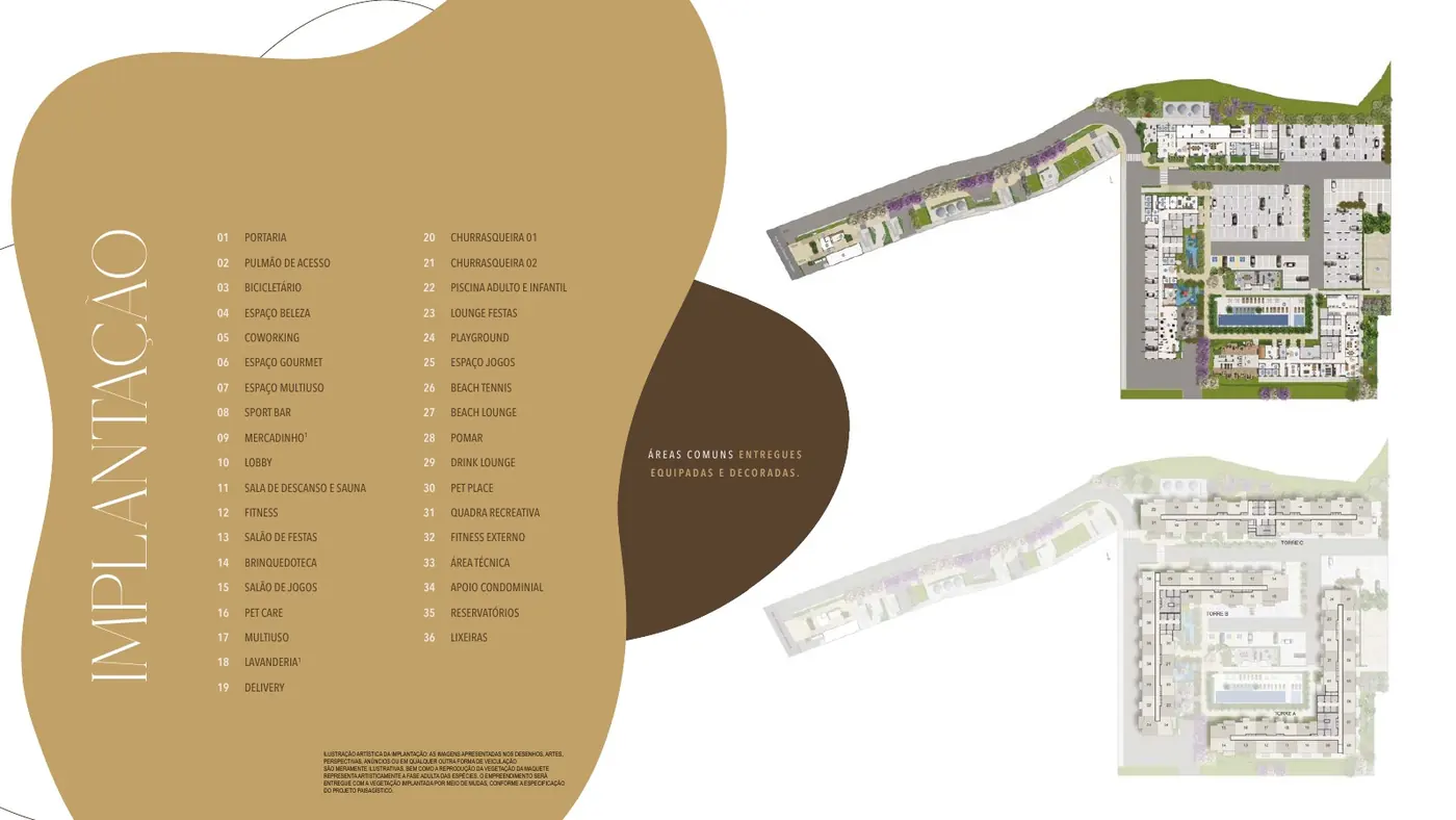 Mapa de implantação do Cidade Parque Guarapiranga com a localização dos itens de lazer